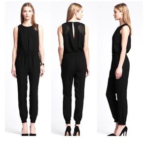 Banana Republic black mesh insert sleeveless jumpsuit